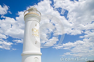 Kiama Harbour Light, is an active lighthouse, is located close to the Blowhole Point. The image was taken in cloudy day. Editorial Stock Photo